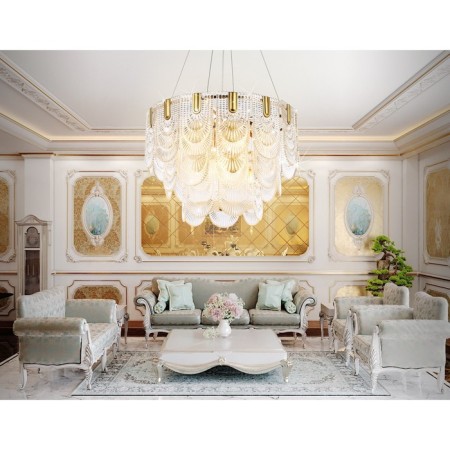 Crystal chandelier with Ambrella Light, Traditional, Tr5388, E27, Gold color-2