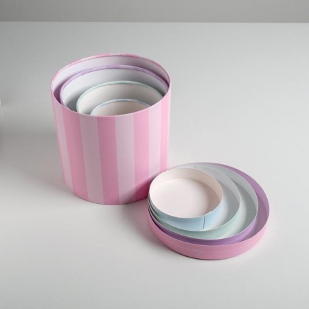 A set of boxes of thin cardboard 4 in 1, gift packaging, “stripes”, 12 x 12 - 20 x 20 cm-9