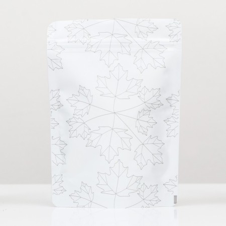 Package doy-pack, matte, white with the window, "leaves", 13 x 18 x 4 cm-2
