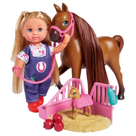 Doll "Evy" 12 cm, set with a pregnant horse