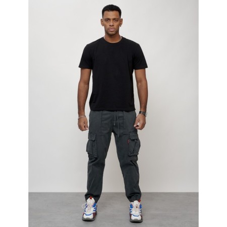 Cargo jeans men, size 44-46, dark gray color-2