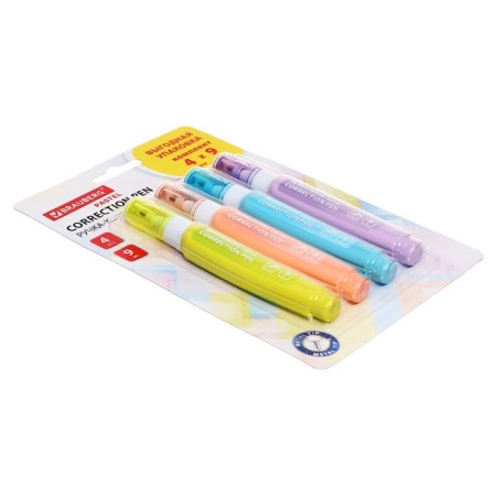 Corrector-pencil 9 ml Brauberg Paste, metal tip, 4 pieces-5