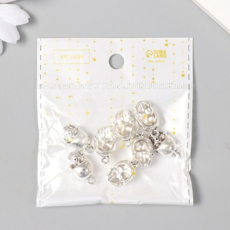Decor metal for creativity "Skull" silver G324B971 2x1.1 cm-5