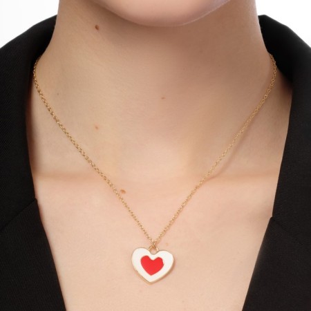 The pendant "Heart" is double, the color is red-white in gold, 40 cm-4
