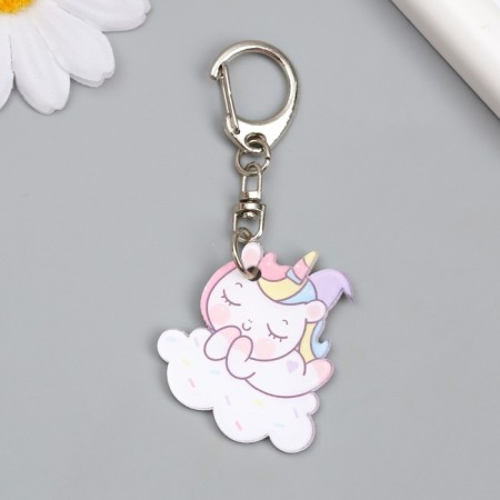 Acryl keychain "Sleeping Unicorn on the Cloud" 3.8x3.6 cm