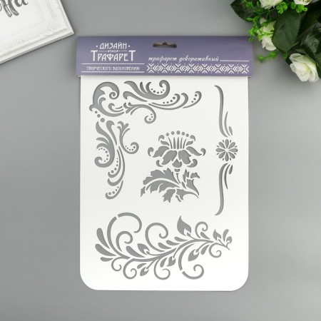 Plastic stencil "curls" 22x31 cm-1