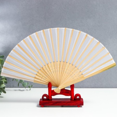 Fan bamboo, textiles h = 21 cm "monocet" in a box, white-2