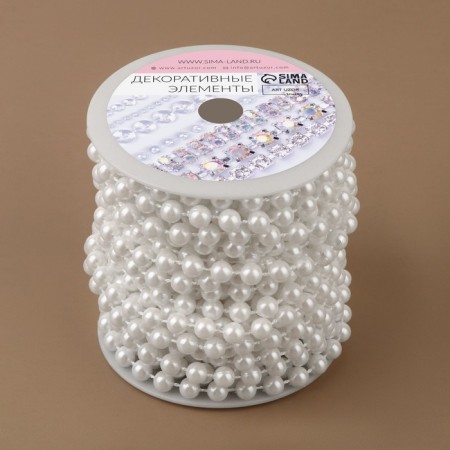 Pearls on threads, round, 6 mm, 9 ± 1 m, white color-3
