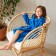 Terry dressing gown, size 34, blue color, 340 g/m2 cotton 100% with AIRO