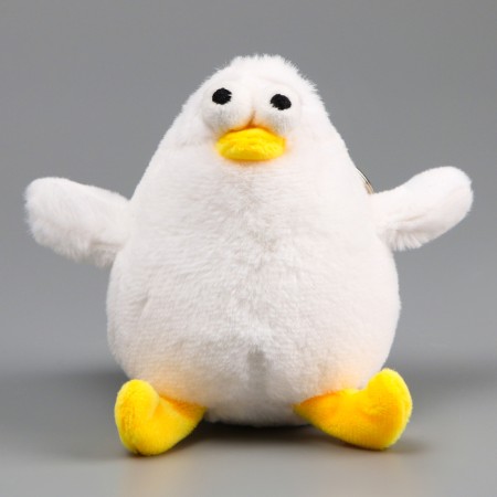 Soft toy "Chick" on a key fob, 10 cm, white color-1