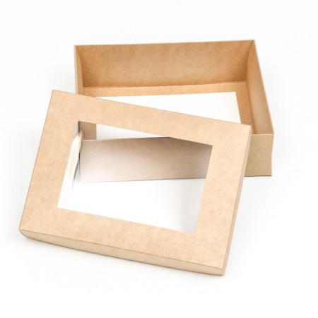 The box is folding, the lid is, with a window, craft, 21 x 15 x 7 cm-2