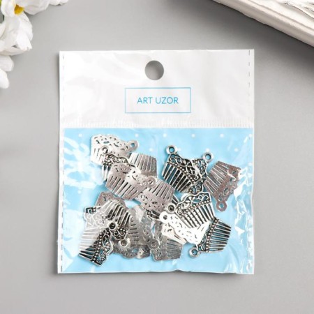 Decor for creativity Metal "Comb" silver 1.9x1.4 cm-3