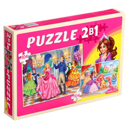 Puzzles 2 in 1 "Princesses No. 4", 104 elements in each puzzle