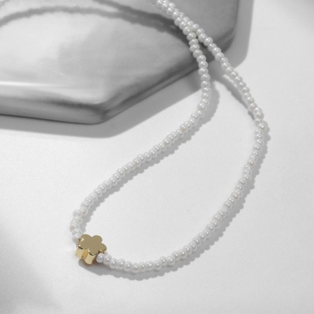 Choker No. 2 "Mallorca" Flower, white color in gold, 35.5 + 5 cm extension cord-2