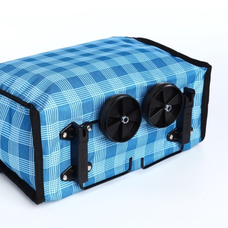 Folding bag on Velcro, 2 wheels, blue color-4