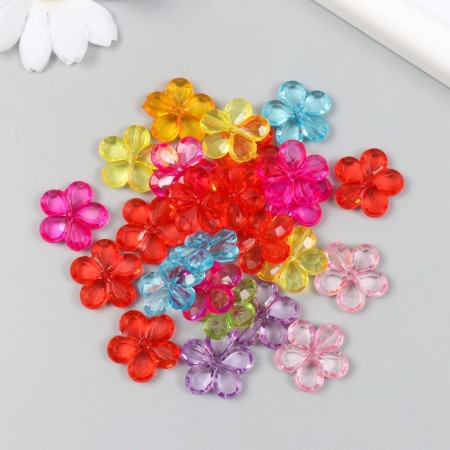 Beads for creativity plastic "Flowerers" Transparent color set 25 grams 0.8x2x2 cm