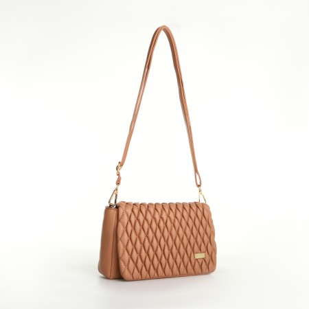 Bag Women's Messenger with a zipper, beige color-2