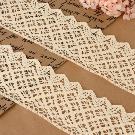 Knitted lace, 80 mm × 10 ± 1 m, beige color-1