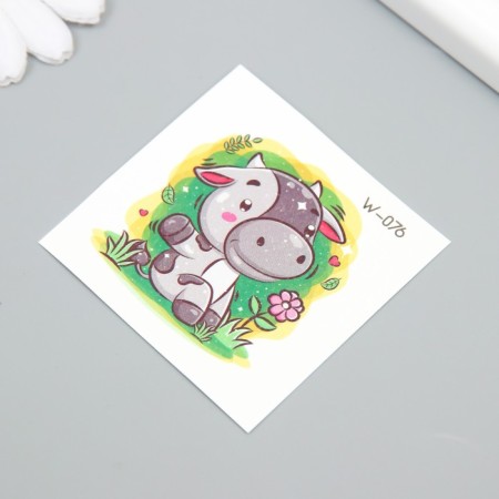 Tattoo on the body color "Cowing in the meadow" 6x6 cm-1