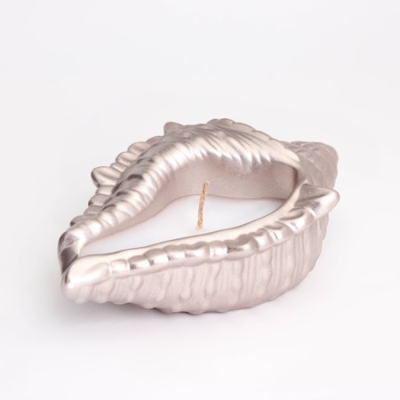 Candle "shell" in a candlestick of gypsum large, 17x11x5.5cm, champagne-1