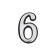 Door number "6", plastic, chromium color