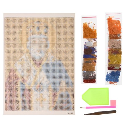 Diamond mosaic "St. Nicholas the Wonderworker" 20 × 27 cm, 34 cv. + sticker-1