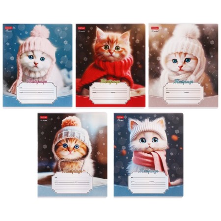 Notebook 12 sheets in the “Cozy cats” line, covered paper cover, block 65 g/m2, mix