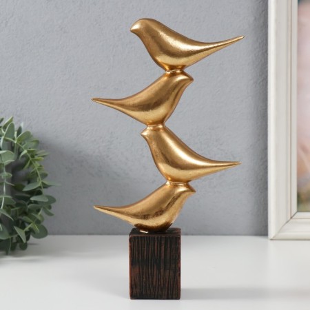 Souvenir Polystone "Four Golden Birds - Pyramid" 14x5x25 cm