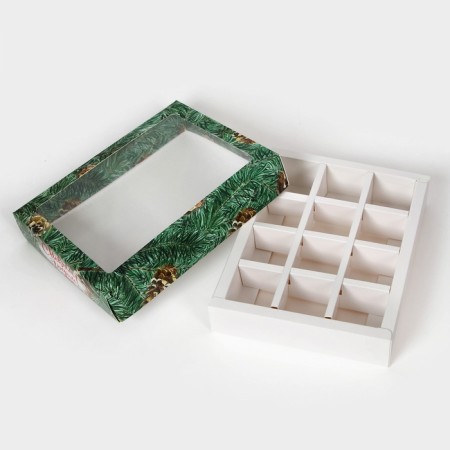 New Year. Box for 12 sweets "cones", 19 x 15 x 3.6 cm, confectionery packaging-4