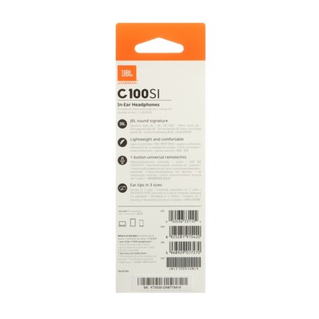Headphones JBL C100SI, vacuum, microphone, 100DB, 16 Ohm, 3.5 mm, 1.2 m, black-6