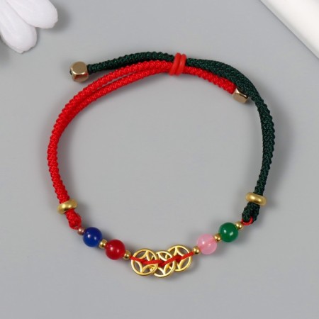 Bracelet Feng Shui "Three Golden Coins" adjustable length-2