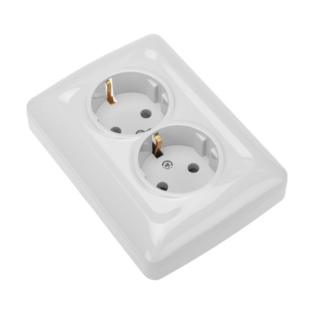 Kranz double outlet with ground, hidden installation, 16a, white KR-78-0218-1