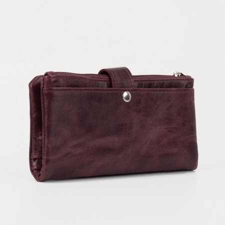 Women's wallet on the button, burgundy color-1