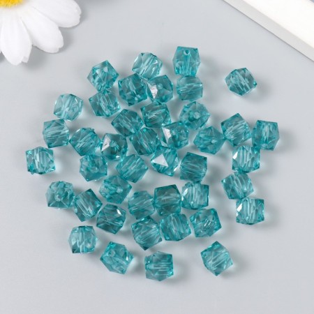 Plastic beads "Crystal polyhedron. Azure-gray" Transparent set of 20 g 1x1x1 cm-1
