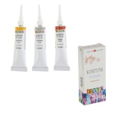 A set of contours on fabric 3 colors x 18 ml, ZHK Decola Metallic, gold, silver, copper (5441376)
