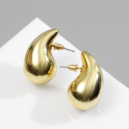 Earrings plastic "drop" large, color gold-1