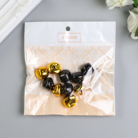 Set of decor for creativity "Bells gold and black" d = 1.8 cm set 10 pcs-5