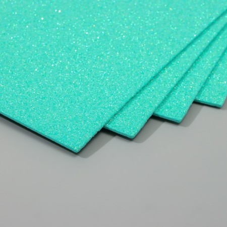 A set of glitter foamiran (5 sheets) 2 mm, 20x30 cm, mint-1