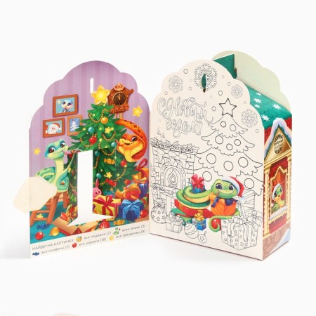 Sweet children's New Year's gift "Fairytale House", sweets + coloring inside, 500 g-5
