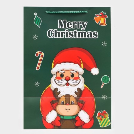 Gift package with the Santa Claus window, 25 x 35 x 18 cm, green-2