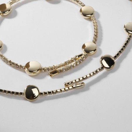 Set 2 objects “necklaces, bracelet” Noel discs, white color in gold-1