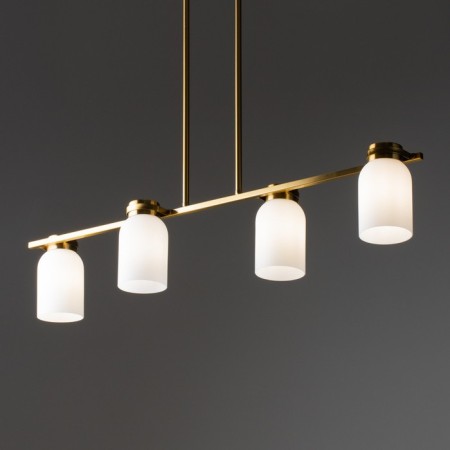 Suspended lamp Freya Fr5446PL-04BS Kamelia, 880x160x680 mm, E14, 4x40W, brass color-1