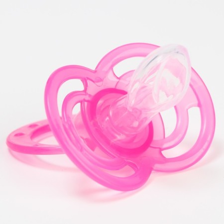 Orthodontic dummy nipple, silicone, from 6 months, with a cap, “bow”, pink color-3