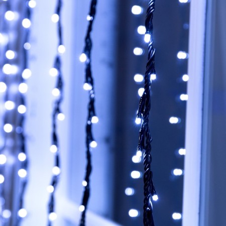 Girlyand "Waterfall" 2 × 1.5 m, IP44, UMS, transparent thread, 400 LED, white glow, 8 modes, 220 V-2