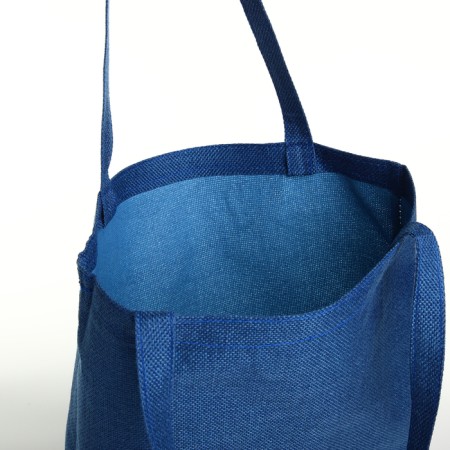 Shoper bag without fastening, from textiles, blue color-3
