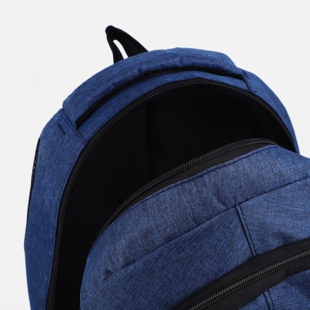 Men's backpack on the zipper, external pocket, blue color-5