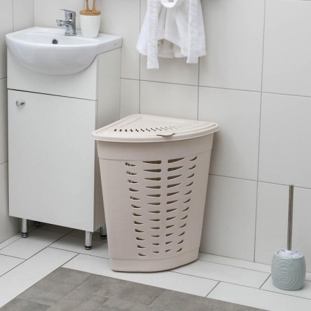 Corner underwear basket with a lid, 45 l, 37 × 50 × 56 cm, ivory color-7