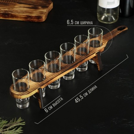Wild Kitchen shots board 45.5 × 6.5 × 6 cm, firing, solid cedar-2