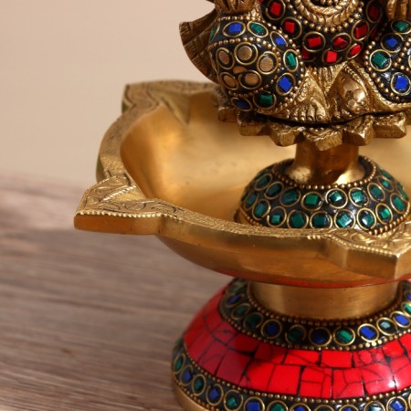 Aroma lace "Ganesha" brass, stone 19 cm-3