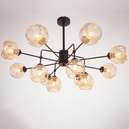 Chandelier 68801/12 12x60W E27, black/amber 100x100x62 cm